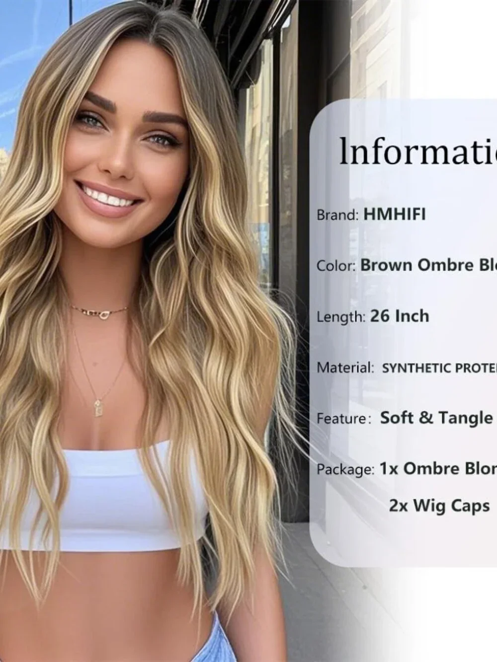 Blonde Wig for Women,26 Inch Long Wavy Curly Middle Part-NWOT